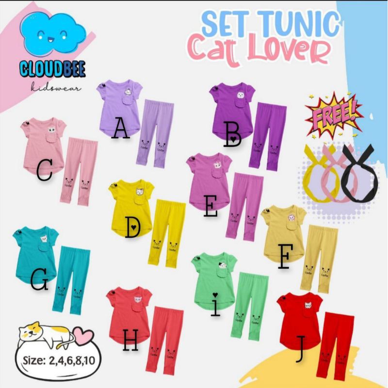 Cloudbee Set Tunic edisi Cat Lover