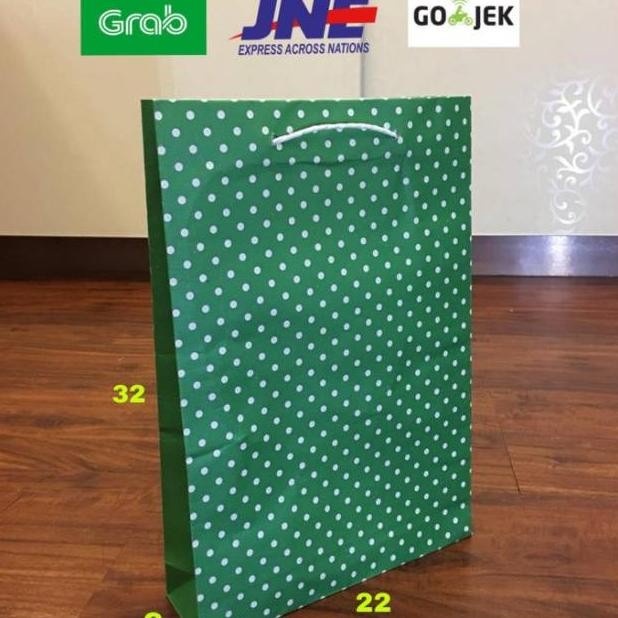 

(TERLARIS) READY STOK !!! Paperbag 22x6x32 Polkadot Hijau Motif Tas Kertas Tas