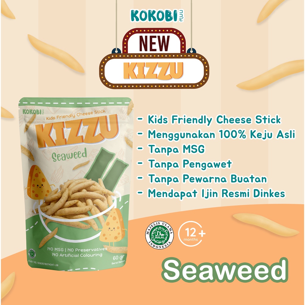 KOKOBI Kizzu Cheese Stick Snack Makanan Ringan Seaweed Rumput Laut 60g