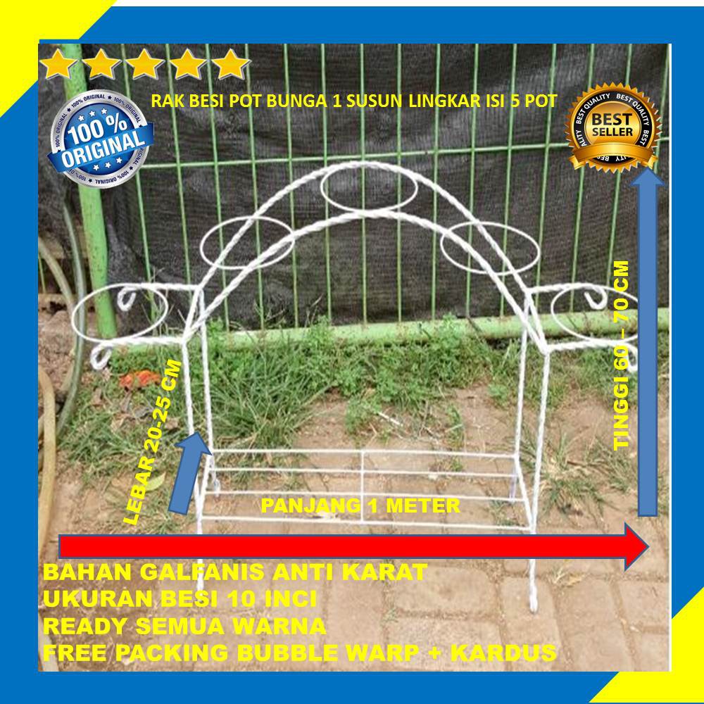Rak Besi Pot Bunga 1 Susun Lingkar Isi 5 Pot