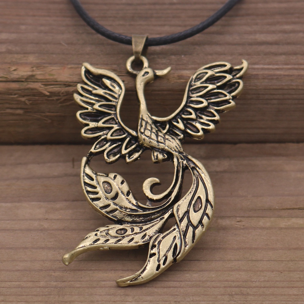 Kalung Rantai Liontin Burung Phoenix Firebird Gaya Retro Viking Untuk Wanita