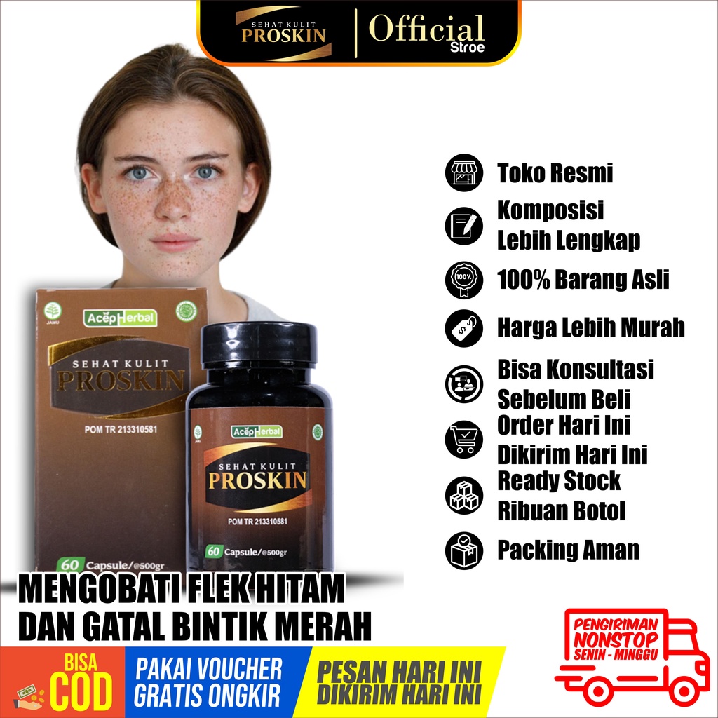 Proskin Suplemen Herbal Ekstrak Binahong Mengobati Flek Hitam Dan Gatal Bintik Merah Isi 60 Kapsul