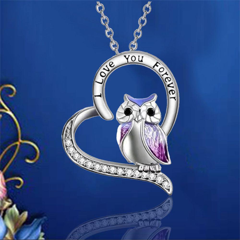 R-flower Owl Pendant Fashion Ladies Hadiah Anniversary Wisuda Hari Binatang Bulan Bintang I Love You Forever