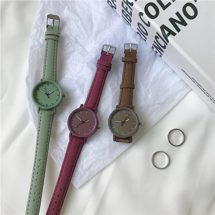 ✅COD [BBS] Jam Tangan Wanita Jhui Quartz Minimalis – Tali Kulit Warna Elegan
