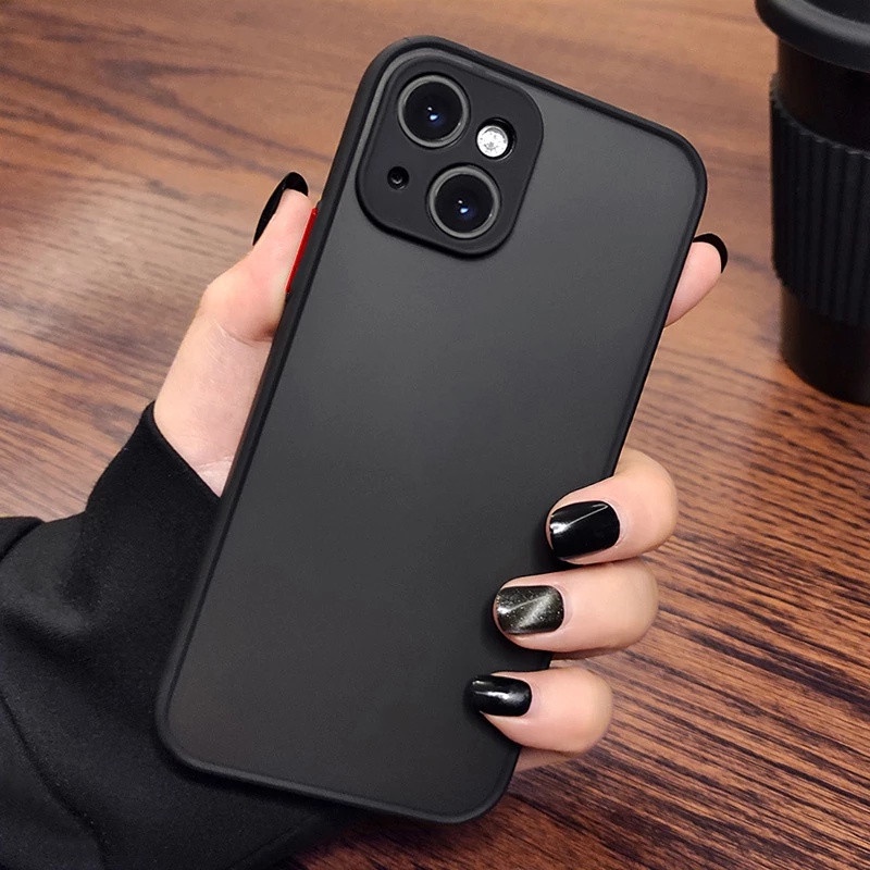 Hard Case Bumper Silikon Matte Transparan Shockproof Untuk IPhone X XS XR 11 12 13 14 Pro Max 7 8 Plus