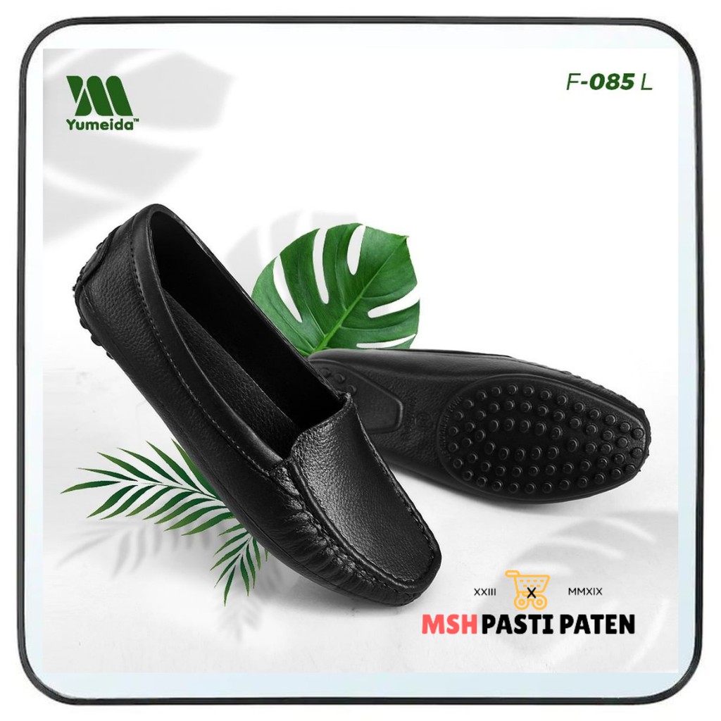 YUMEIDA F085 SIZE 36-41 ORIGINAL Sepatu pantofel hitam wanita bahan karet Sepatu kerja Flath shoes Sepatu teplek wanita