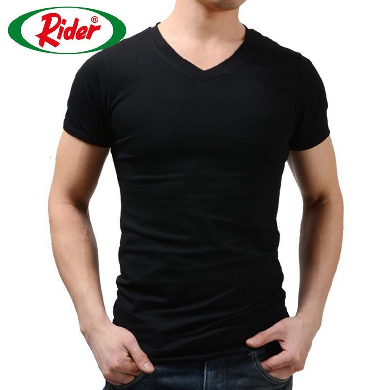 RIDER Kaos Oblong T-shirt man R222 Kerah V-Neck Original