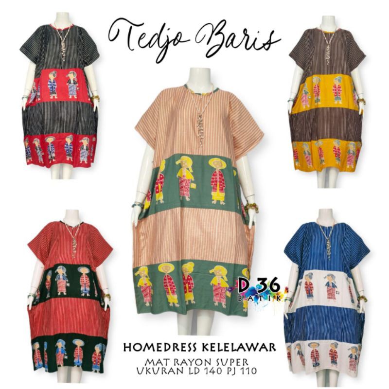 (Semerbak) Homedress Daster kelelawar Tejo Baris Jumbo baju santai tidur rayon halus premium bumil busui pendek home dress harian lowo kalong adem nyaman Tejo Baris salur terkini terbaru kekinian