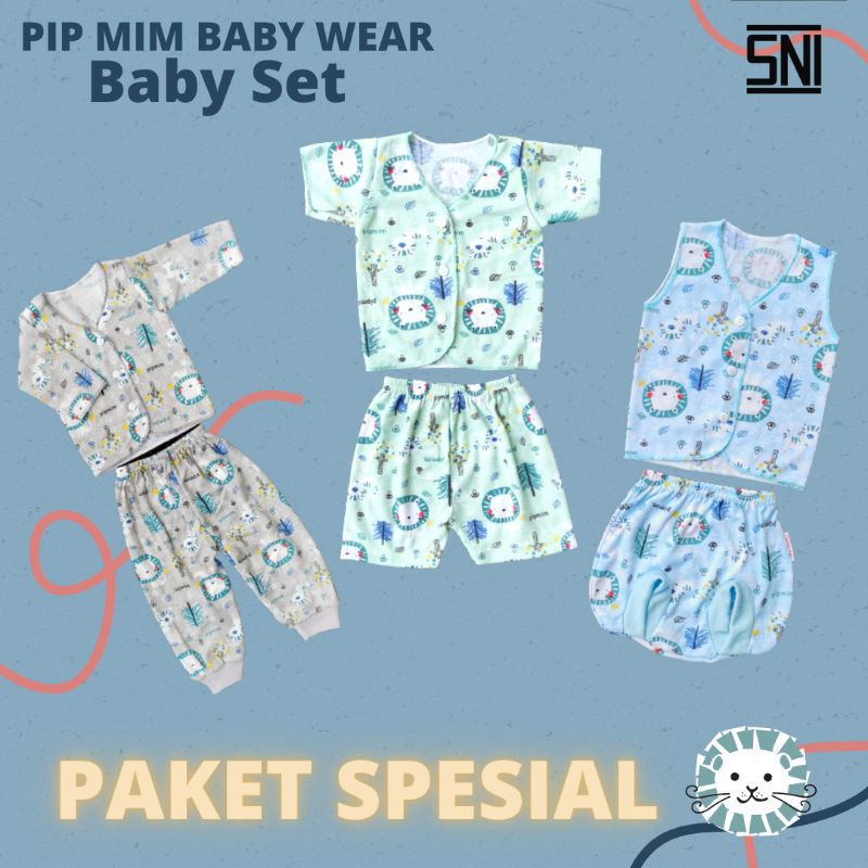 Baju Bayi Setelan Pendek Printing Pip Mim SNI