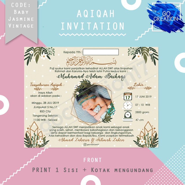 Ukuran Undangan Aqiqah