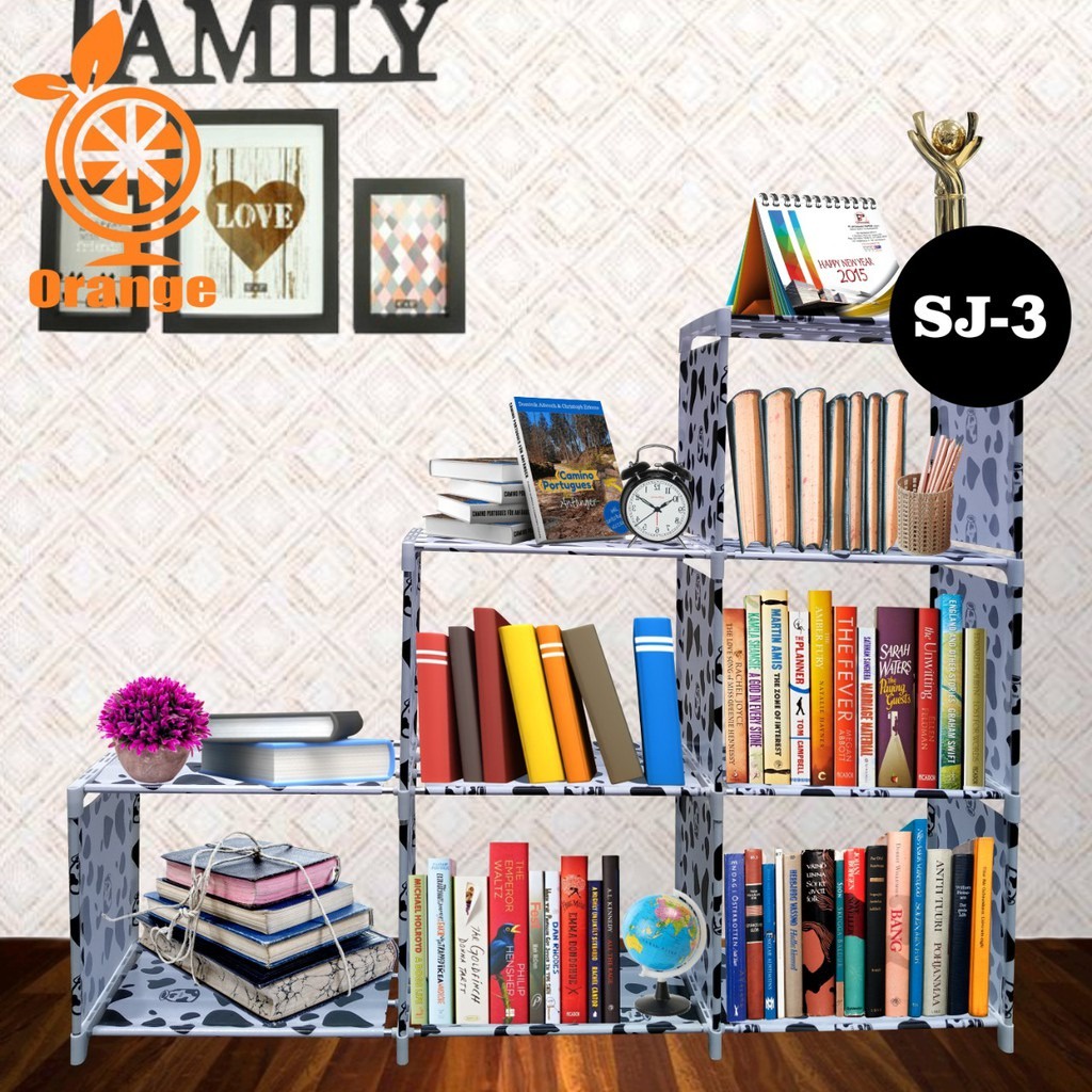 BEST SELLER Rak Buku Portable 3 Sisi Serbaguna 12 Layer 6 Ruang Susun BAGUS UK 124cm X 125cm X 30cm Rak Penyimpanan Buku BISA COD