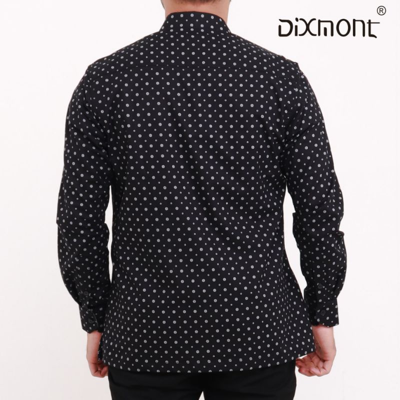 Dixmont Kemeja Pria Basic Formal Motif Lengan Panjang Hem ML00121