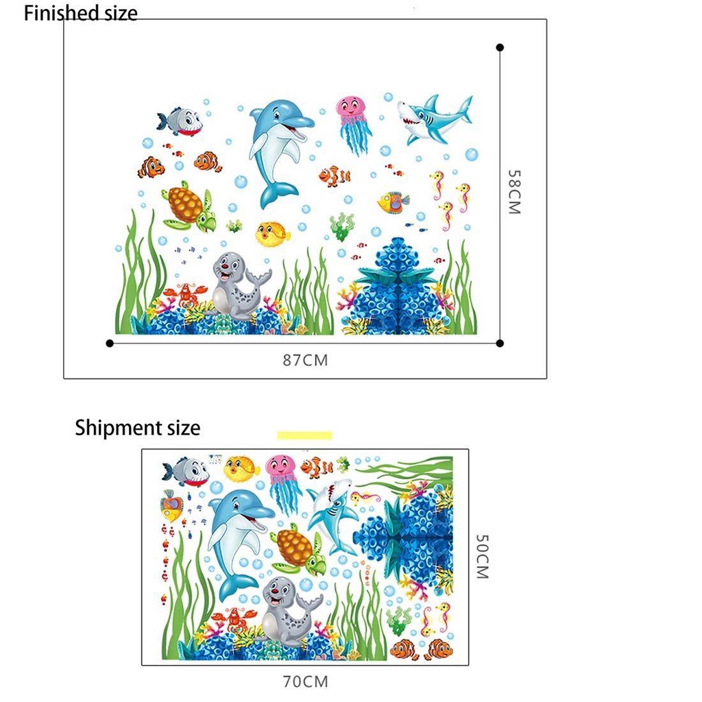 Suyo Stiker Dinding DIY Gambar Dunia Bawah Laut / Rumput Laut / Hippocampus