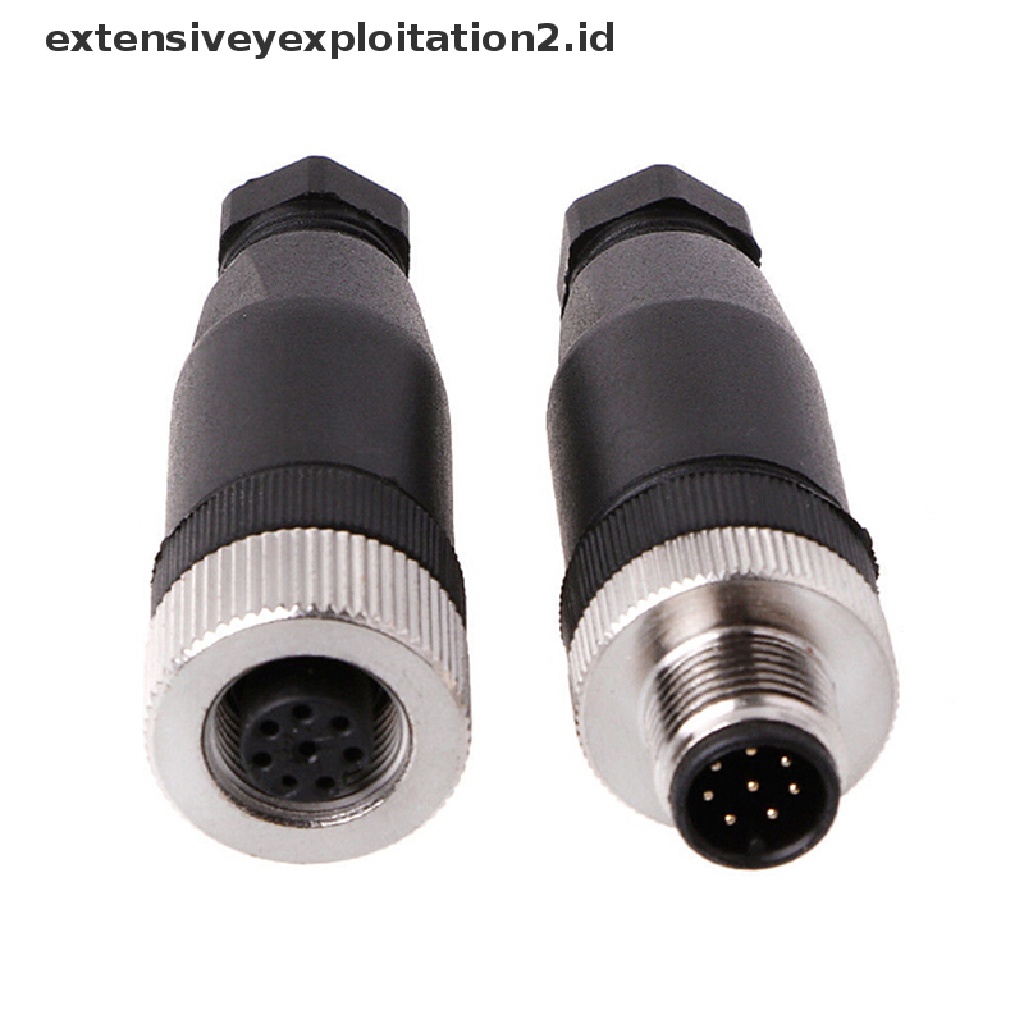 1pc Konektor Sensor M12 3per4/5pin Male/Female Sudut Lurus/Kanan