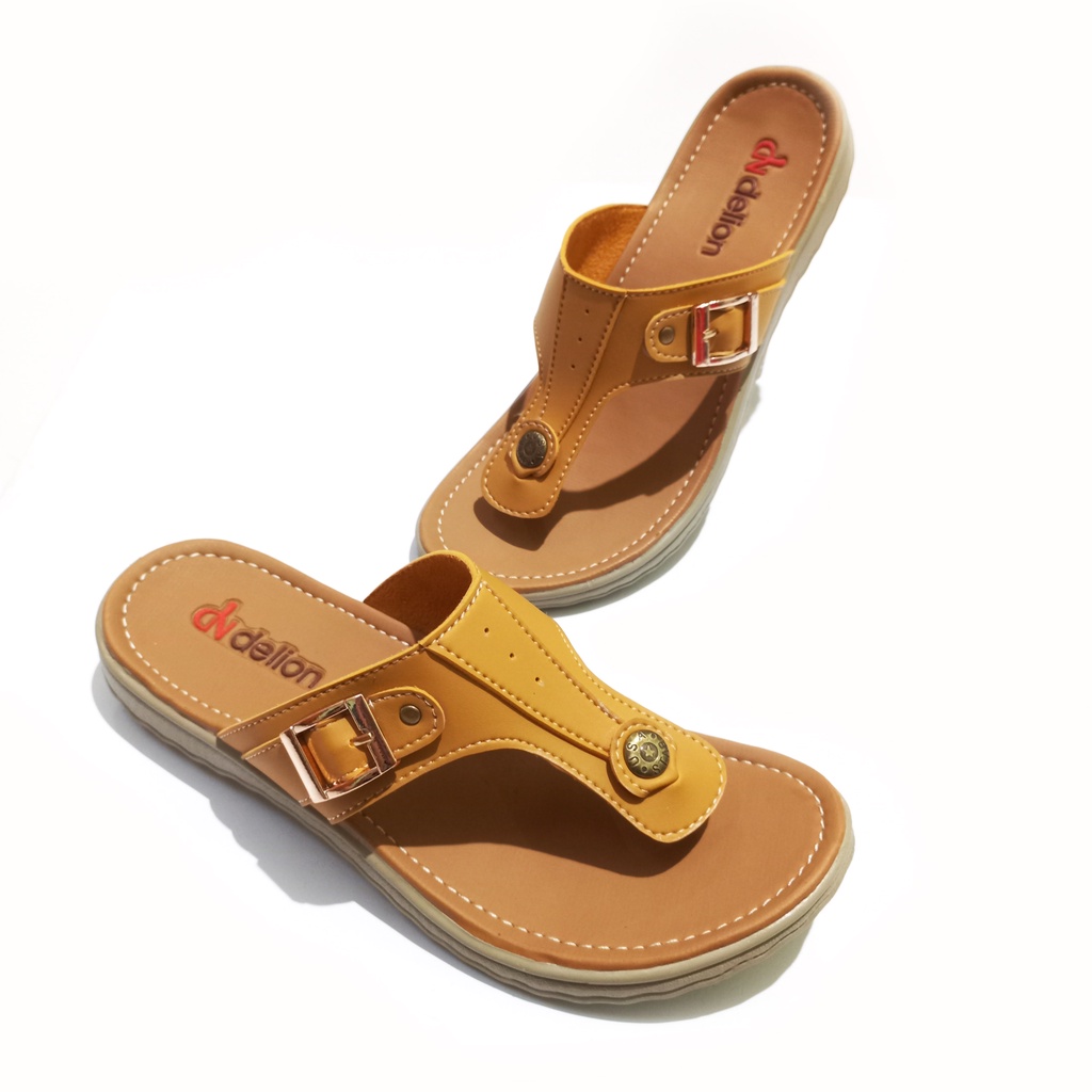 Sendal Jepit Wanita Kulit Murah Casual Santai Sandal Cewek Teplek Flat Flip Flop Cantik Sintetis - S