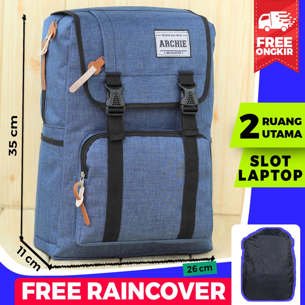 Ransel Cowok Laptop Kuliah Pria Archie Tancepan Biru Tas Keren Distro Punggung Sekolah Kuliah