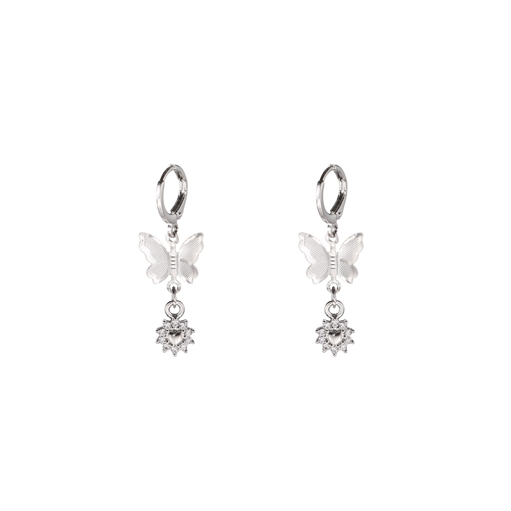 D.G.C✨COD✅Anting Kupukupu Korea Aksesoris Titanium Wanita Fashion Earrings Silver Premium Perhiasan Murah D138-2