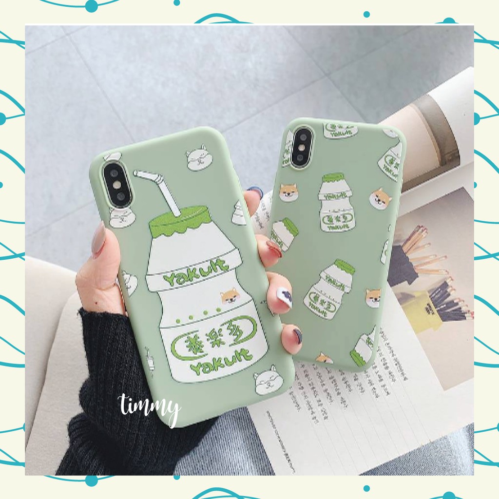 Casing Soft Case OPPO A3S Realme C1 Karakter Case Korea Silikon Lentur Yakult Hijau Pastel