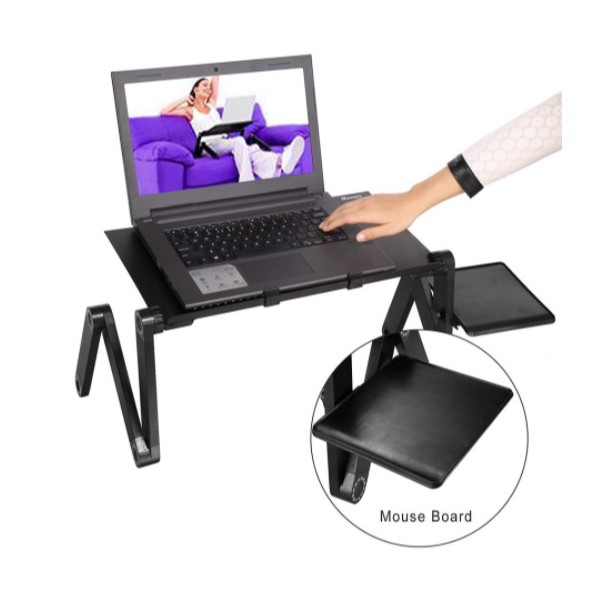 meja laptop lipat portable aluminium /meja lipat kerja adjustable mousepad/ meja komputer WFH