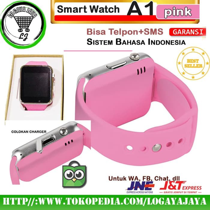 JAM TANGAN CASUAL WANITA SMART WATCH A1 U10 ORIGINAL PINK PING HP ORI