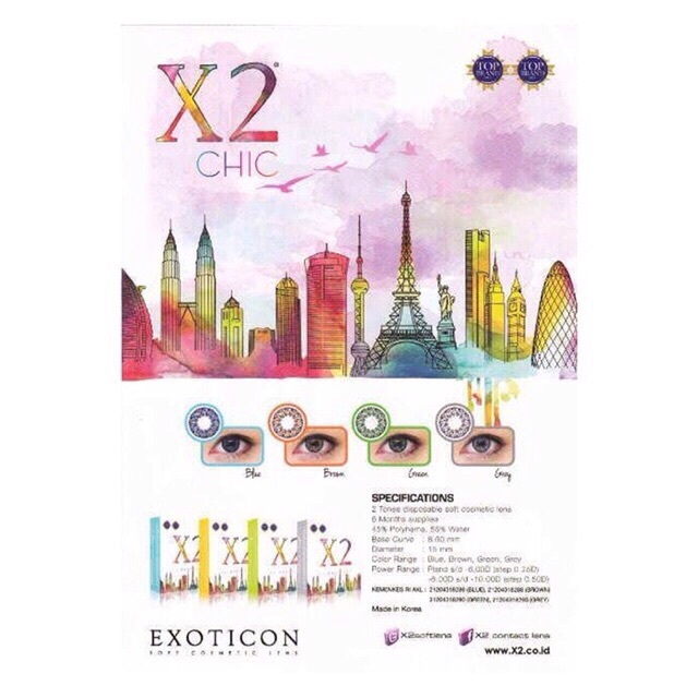 Softlens X2 Chic/Softlens Warna colour grey brown/SOFTLENS MURAH/SOFTLENS TERMURAH