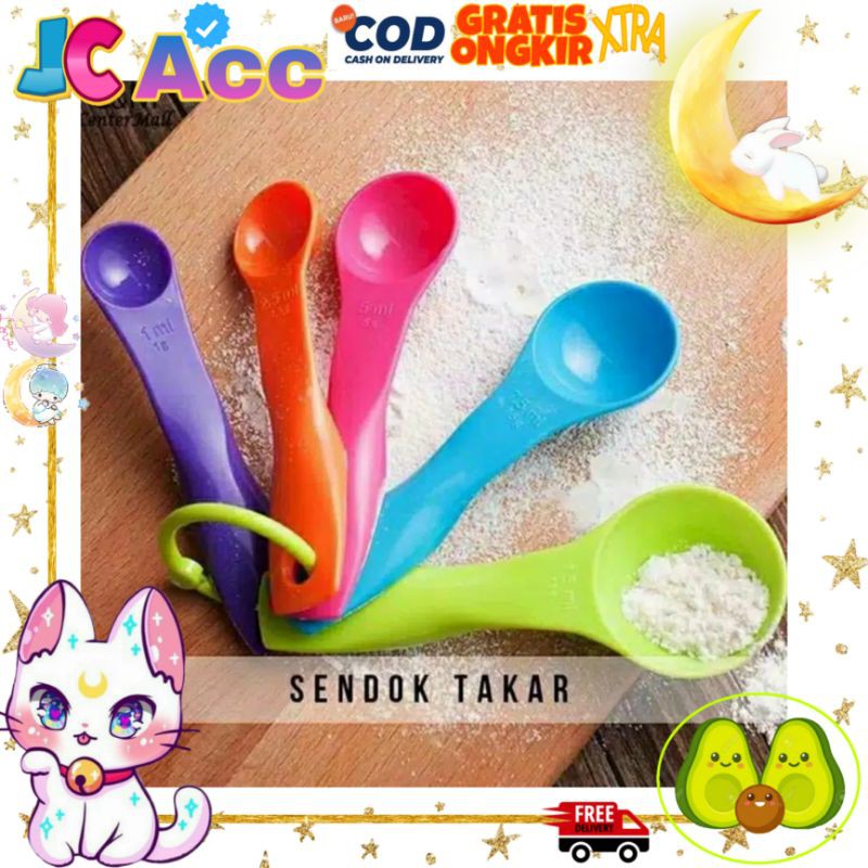 Jual Jc Acc Sendok Takar Set 5 In 1 Warna Warni Ukur Kue Air Bumbu Sendok Ukuran Untuk Buat 4996