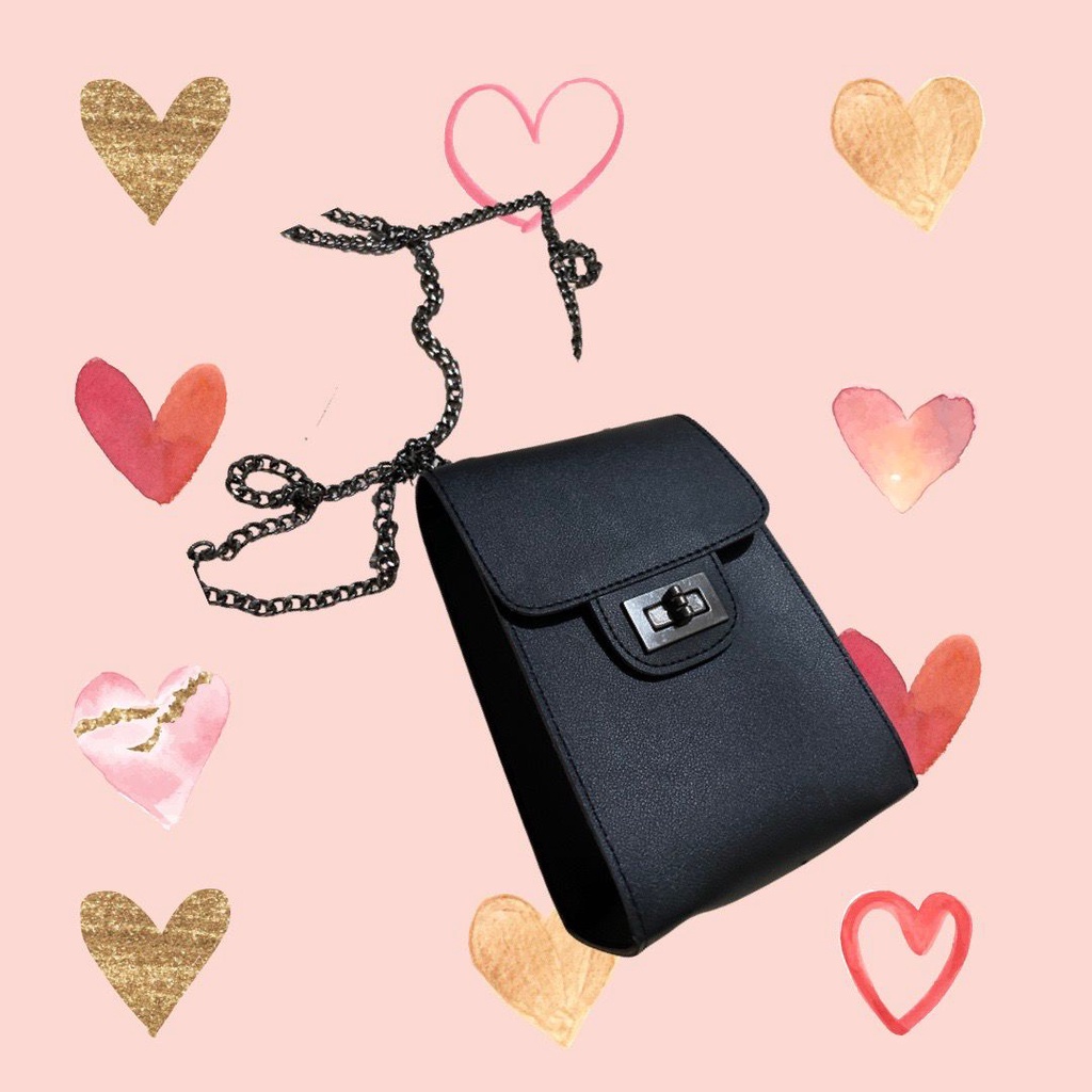 Dompet HP Wanita dan Uang Kulit Sintetis Tali Selempang Rantai - Tas Dompet Wanita Kekinian ALX