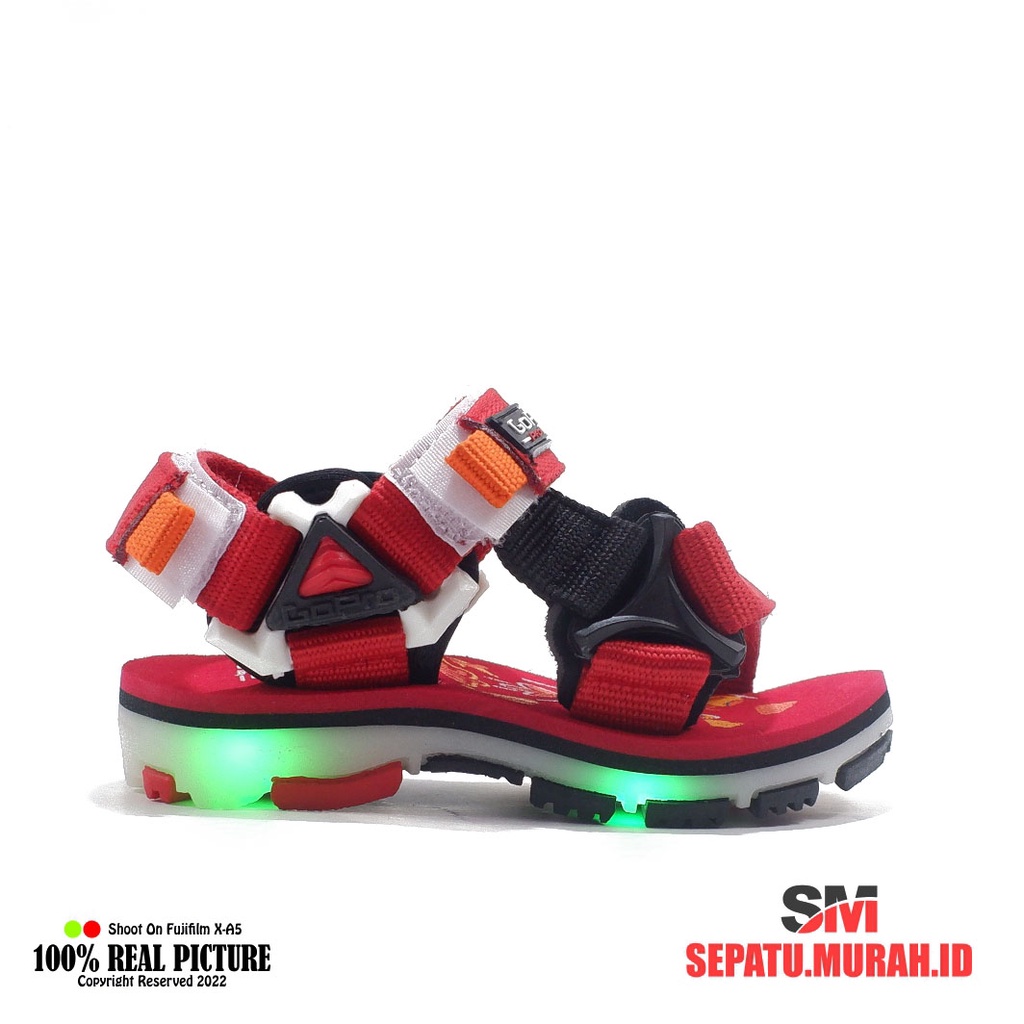 Sepatu sandal gunung anak-anak sendal gunung anak cowok laki terbaru variasi lampu menyala model tali umur 2 4 tahun Sgo Go Pro Adventure Astra promo lebaran cod murah 19-23