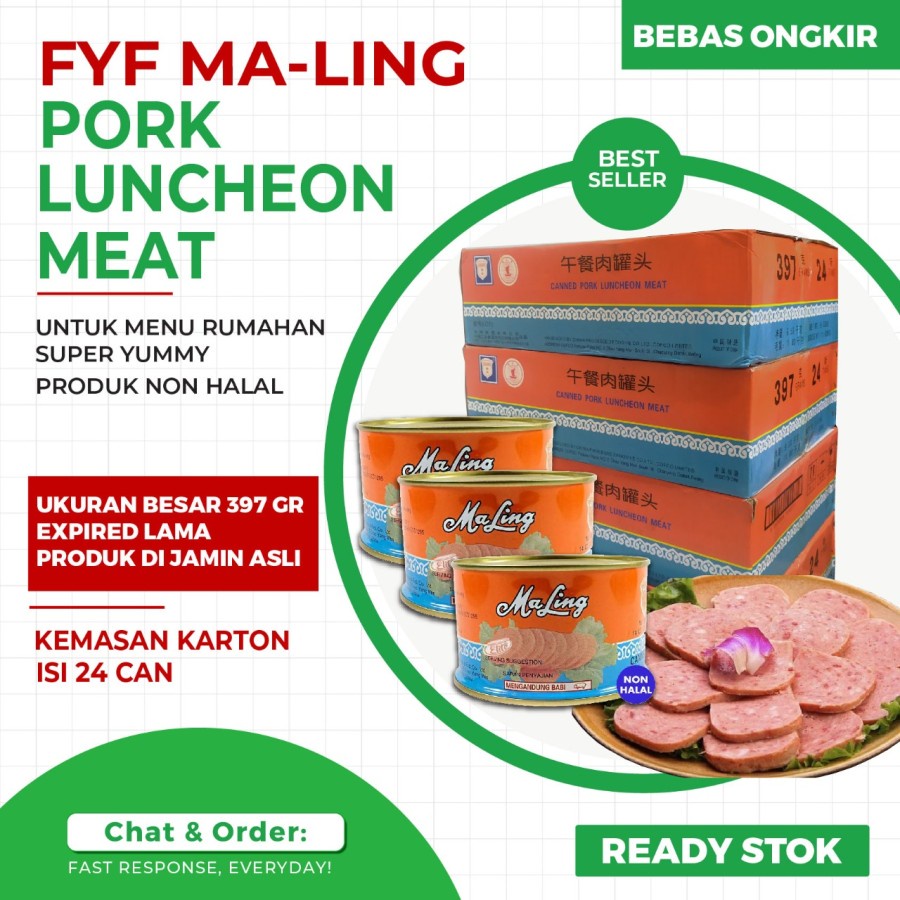 

MaLing Ham FYF 397gr - Canned Pork Luncheon Meat Ham 397gr NONHALAL - KARTON