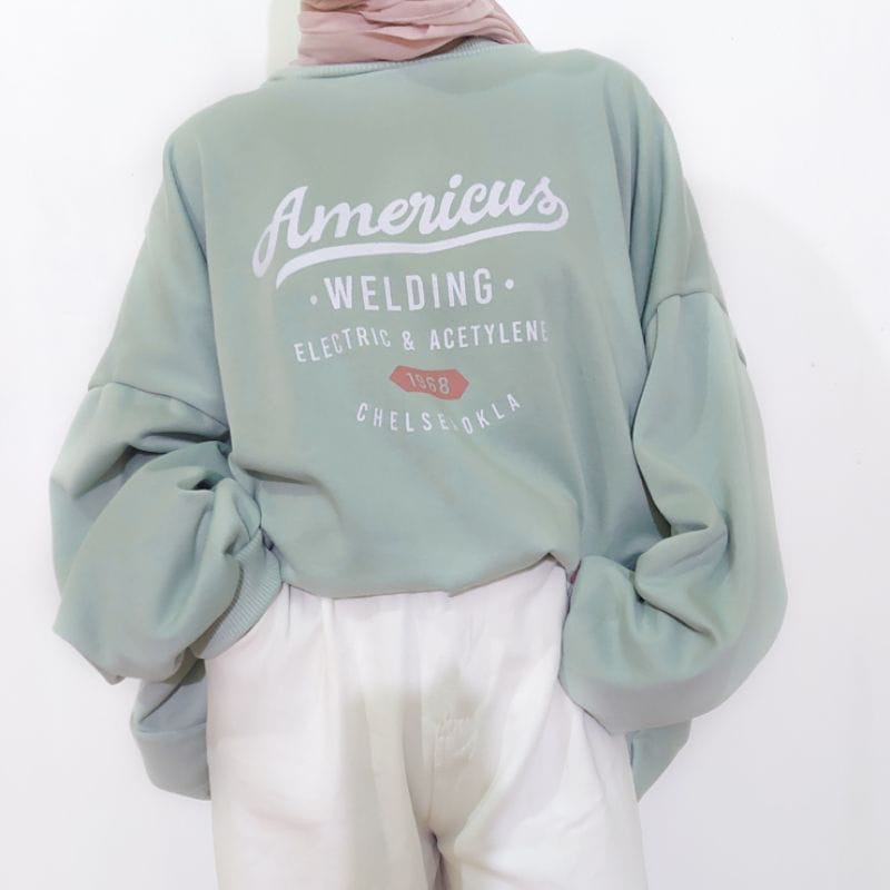 AMERICUS WELDING SWEATER OVERSIZE WANITA SWEATER WANITA CREWNECK KOREA