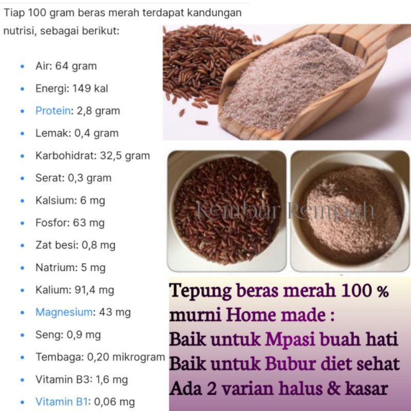 

Tepung beras merah mpasi kemasan 200 ml