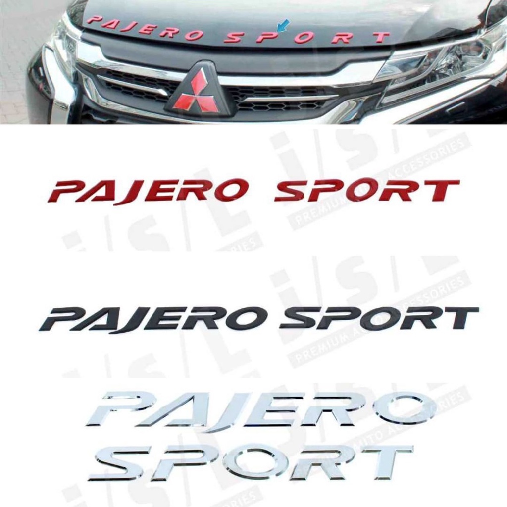 All New Pajero Sport Hood Emblem Kap Mesin Hitam Merah Chrome Besar Jsl