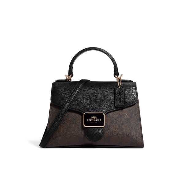 Coach Pepper Satchel in Signature Canvas Brown Black (C7226)