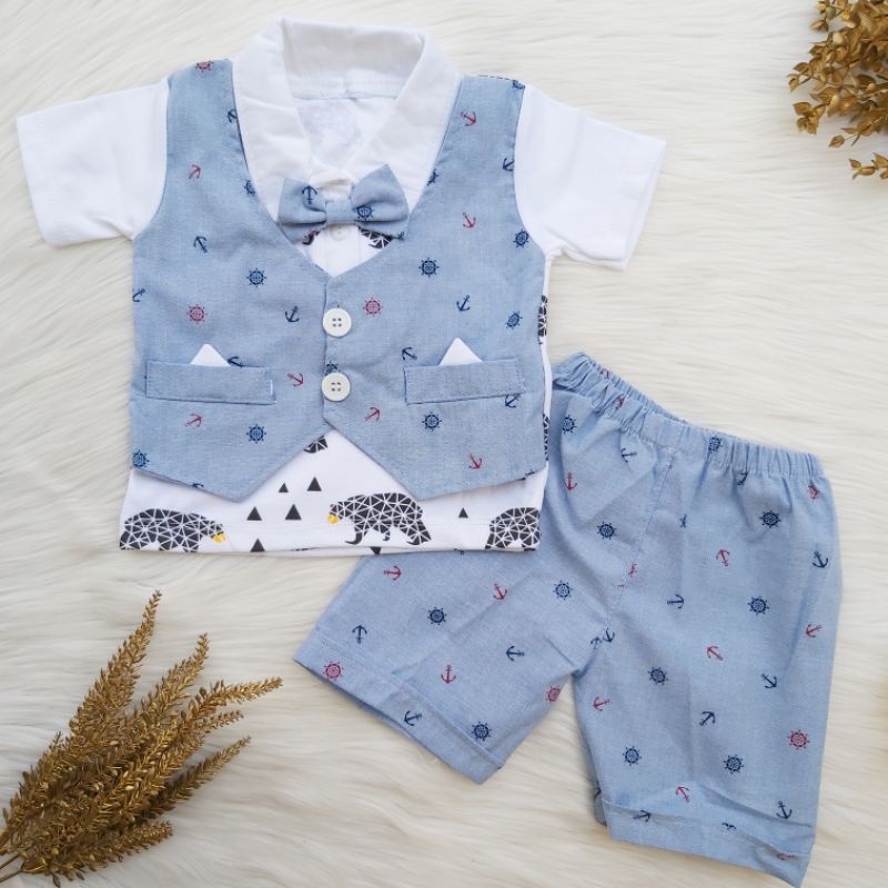 Baju setelan bayi cowok pesta / baju bayi pesta / tuxedo bayi