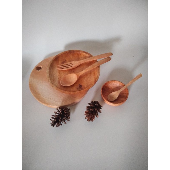 Properti foto makanan/ perlengkapan foto set alat makan kayu