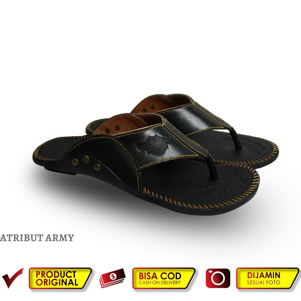 SANDAL KULIT HARLEY DAVIDSON FULL UP I SENDAL KULIT ASLI PRIA JAPIT CASUAL HERLEY / SENDAL JEPIT PRIA - SH01