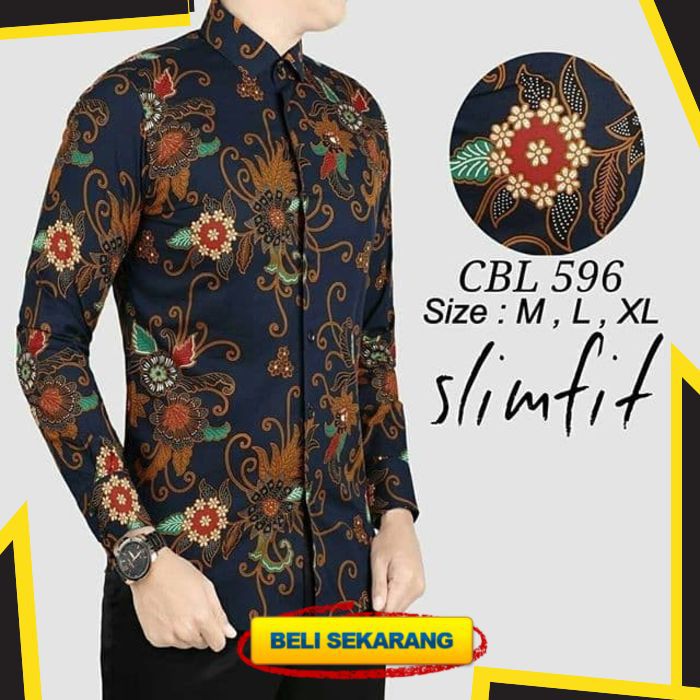 CBL596 KEMEJA BATIK PRIA SLIM FIT MEWAH LINABATIKDISTRO UNIK BAJU BATIK PRIA BEST SELLER