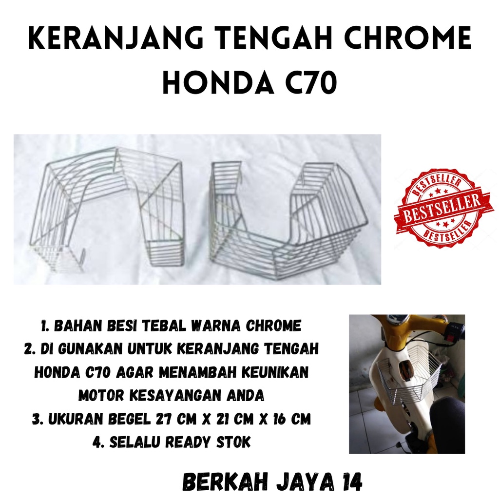 KERANJANG SAYUR TENGAH HONDA C70 WARNA CHROME HARGA MURAH BERKUALITAS BAHAN BESI TEBAL TERLARIS PROMO DISKON