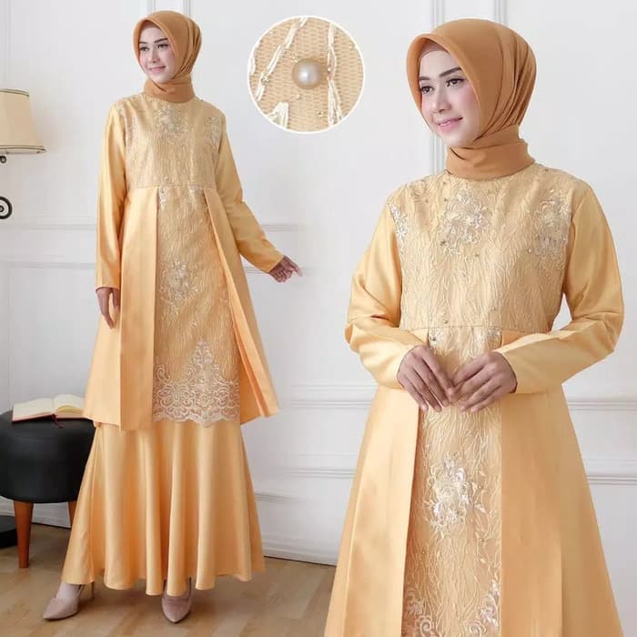 GAMIS/ELEGANT/ gamis pesta muslimah syabina motif B maxy dress walimah fashion new