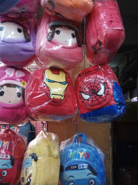 Tas Ransel anak paud boneka cowok ironman batman kapten Spiderman superman sekolah avanger paud kado