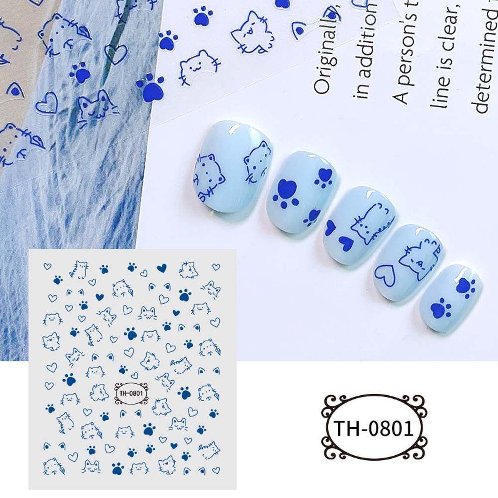 Mxbeauty Kartun Stiker Kuku Korea Beruang Smiley Ikatan Simpul Anjing Self Adhesive Nail Art Dekorasi