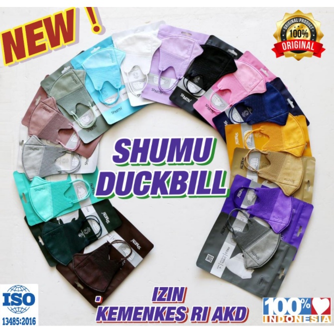 LITTLE MOLLY | Duckbill SHUMU Masker Premium Free Konektor Strap Hijab isi 10Pcs Warna 4Ply ORIGINAL