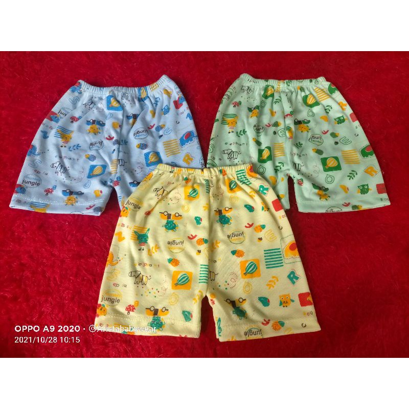 ARISTAbaby - (3PCS) CELANA PENDEK BAYI, FULL MOTIF