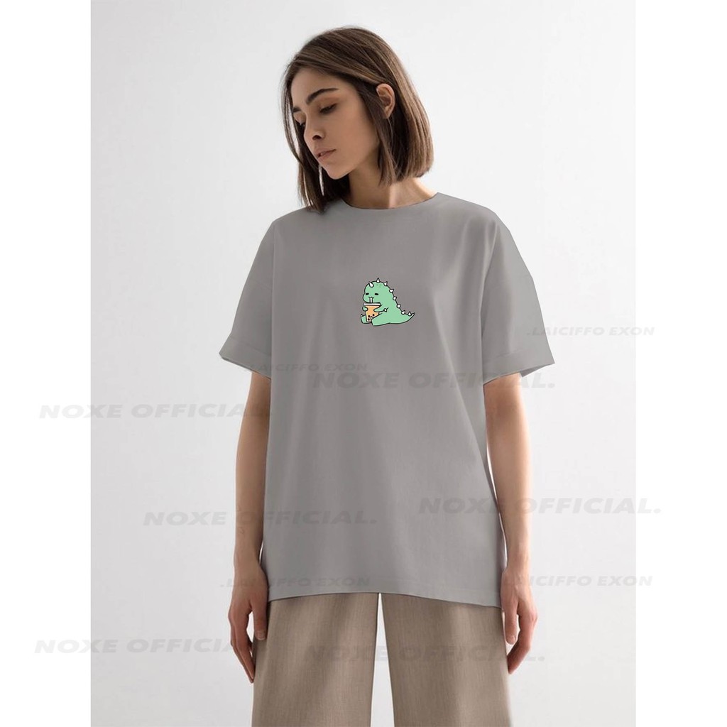 Baju kaos wanita adem gambar dinosaurus lucu mini dino