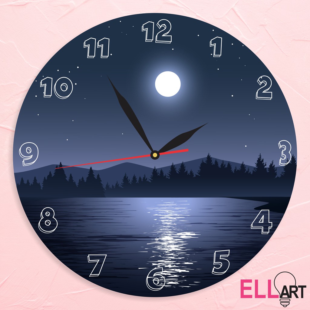 Jam Dinding Unik Purple Hill Home Decor Ungu Abstrak Art Hiasan Rumah Minimalis-RIVER