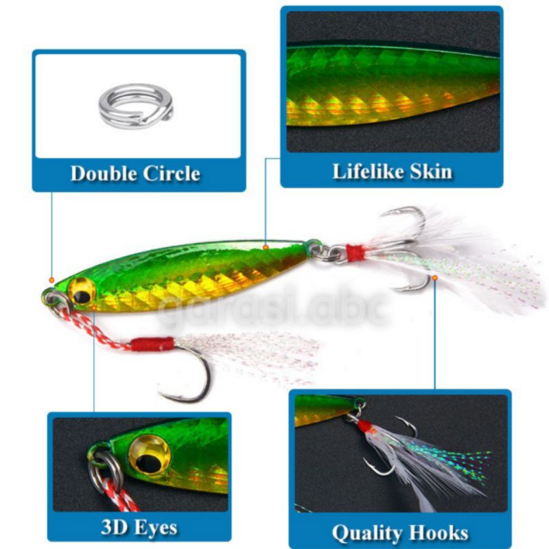 Metal Jig Fishing Assist Hook Sinking Umpan Pancing Spoon Lure Micro Casting Trebel Ikan Tenggelam UL Ultra Light Jigging Relix Nusantara Mino Palsu Kail Artifisial Artificial Tiruan Kakap GT Baronang Tuna Bandeng Barakuda Kakap Kue