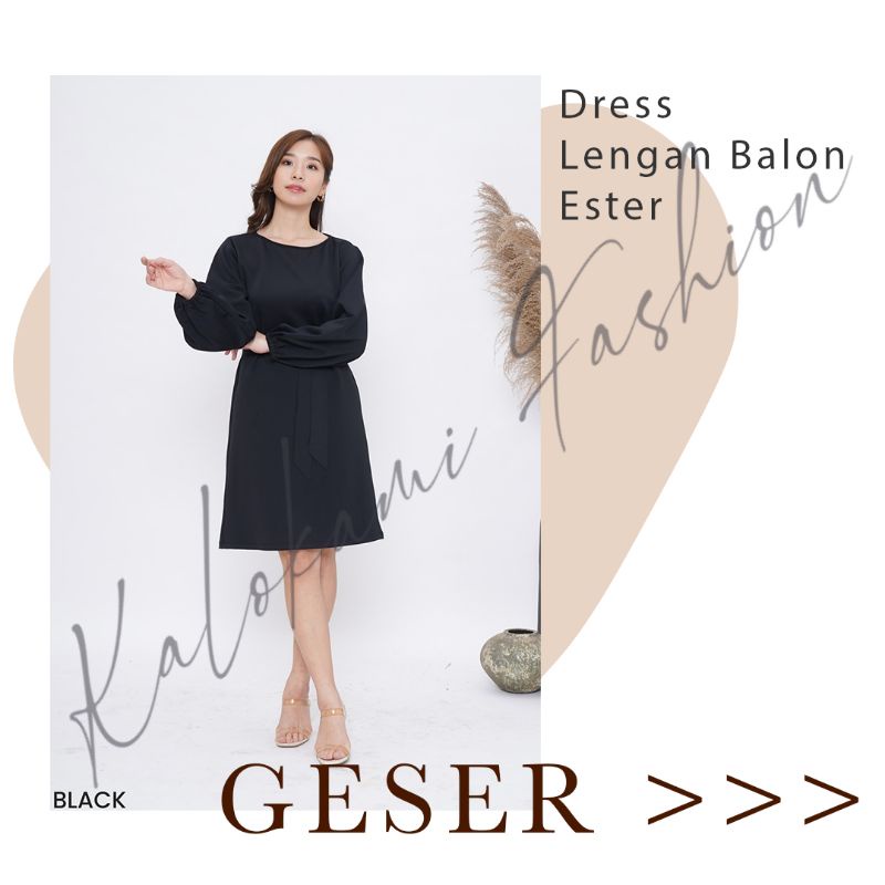 Promo Dress Lengan Balon Ester Bahan bagus murah untuk kondangan atau pesta