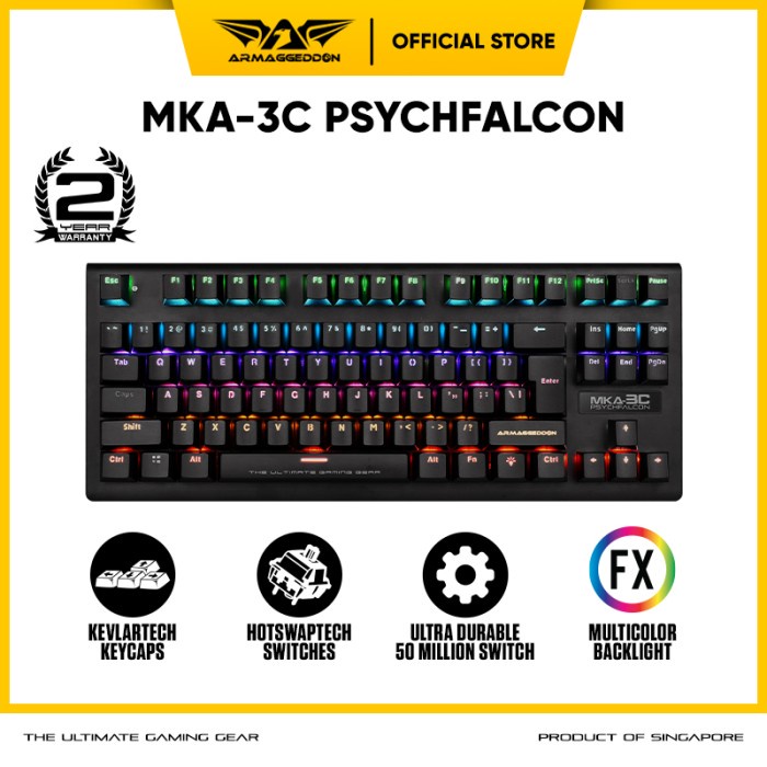 Armaggeddon Mechanical Keyboard RGB MKA-3C Blue Switch [TKL] - MKA-3C ONLY