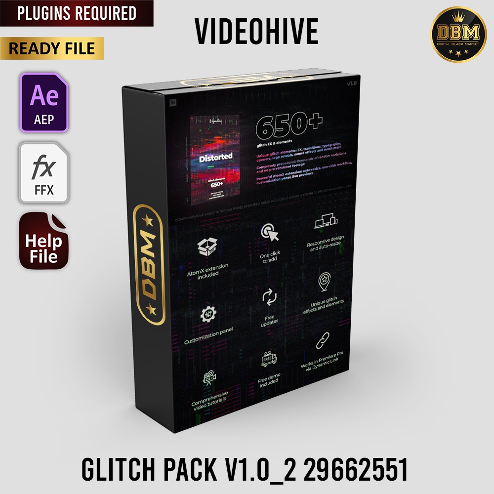 AtomX - Glitch Pack V1 - After Effect (Extension)