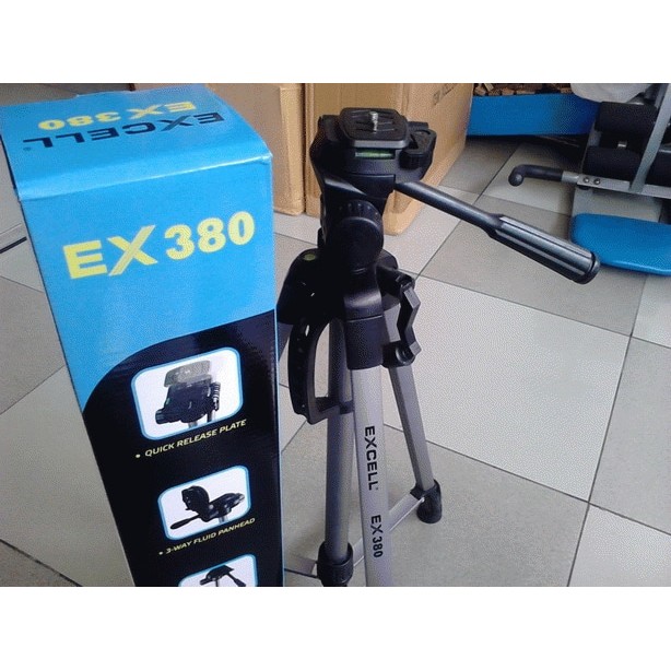 Tripod Excell 380 Silver Hitam Tripot Kamera Digital DSLR bonus tas